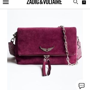 Zadig & Voltaire Rocky Suede Shoulder Bag Clutch Crossbody SKAP2024F  Dusty Pink